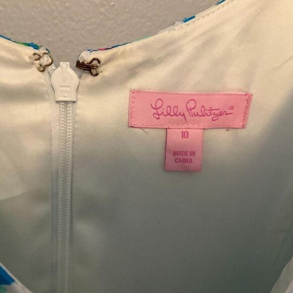 Lilly Pulitzer Sandrine Shorely Blue Tossing The Line Fit & Flare Dress Size 10 - Picture 4 of 6